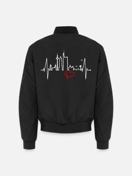Frankfurt Skyline Herzschlag FFM Fan Liebe Hessen - Unisex Bomberjacke - Schwarz