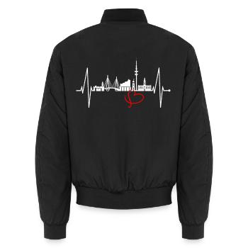 Hamburg Skyline Heartbeat Hambourg Cher Fan - Bomber unisexe - noir - Dos - AI Model Male 185 light (185cm)