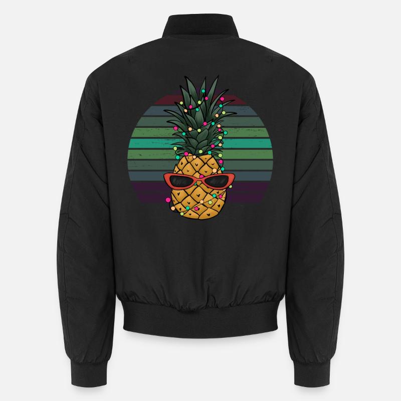 Retro Ananas Lichterkette Weihnachten Geschenk Unisex Bomberjacke