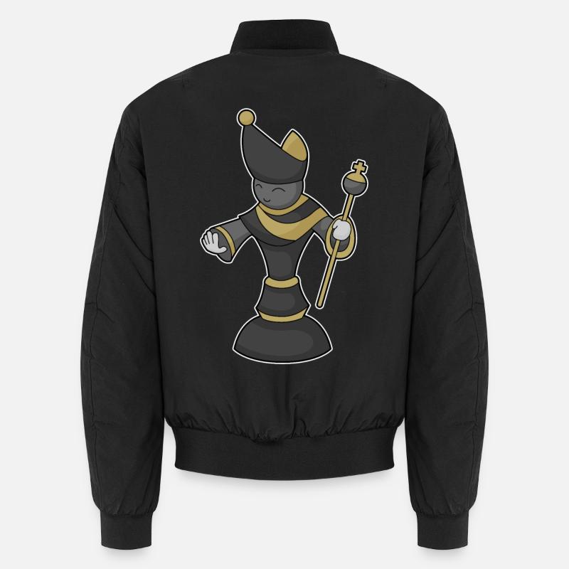 Schachfigur Läufer Stab Schach - Unisex Bomberjacke - Schwarz