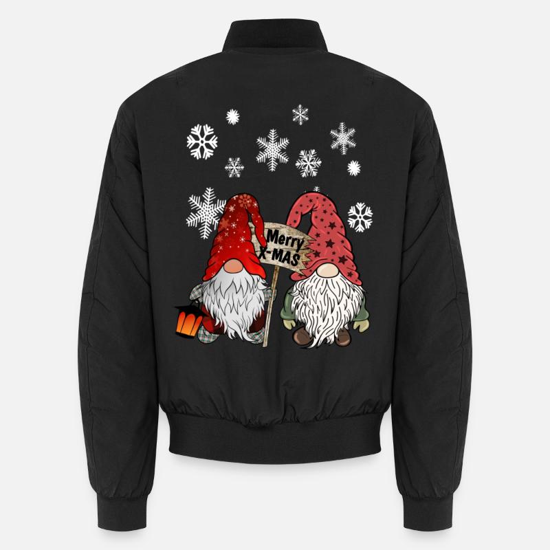 Gnom Weihnachts Wichtel mit Schneeflocken - Unisex Bomberjacke - Schwarz