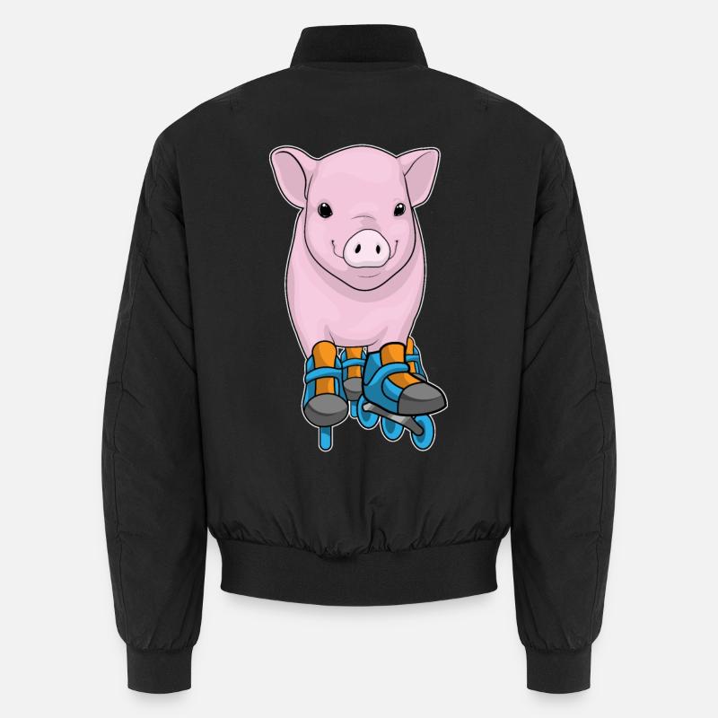 Schwein Inline skating Inline skates - Unisex Bomberjacke - Schwarz