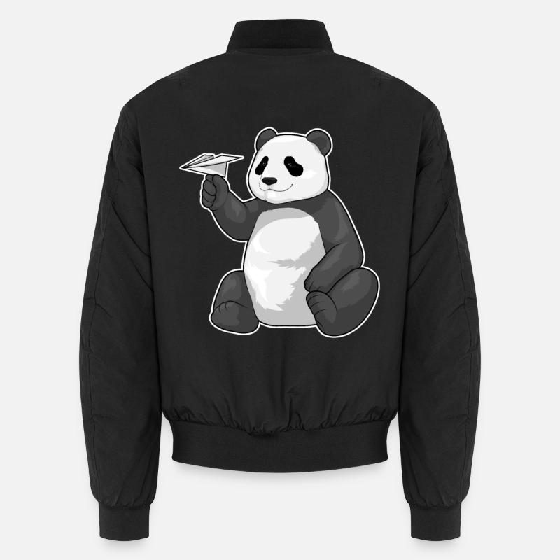 Panda Paper Plane - Unisex Bomber Jacket - black