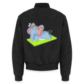 Elephant Workout Gymnastics Fitness - Unisex Bomber Jacket - black - Back - AI Model Male 185 light (185cm)