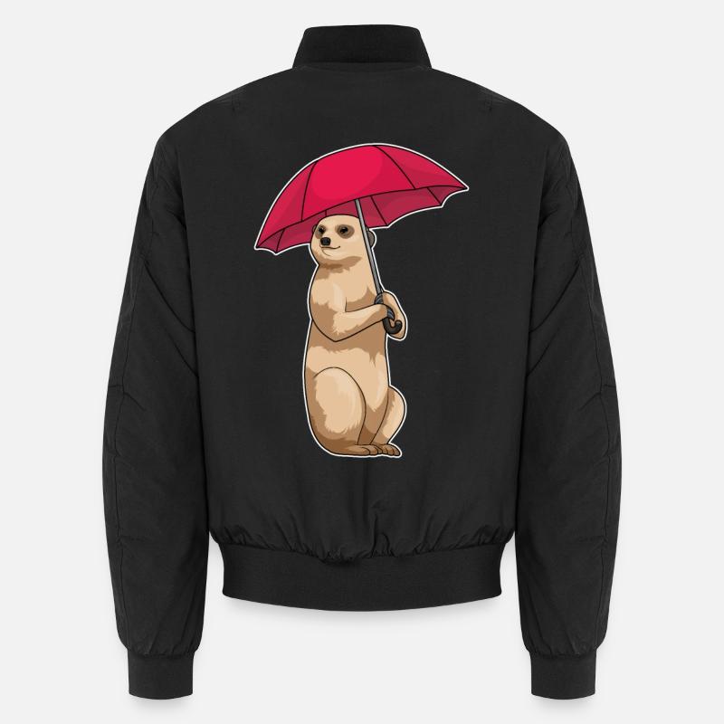 Erdmännchen Regenschirm - Unisex Bomberjacke - Schwarz