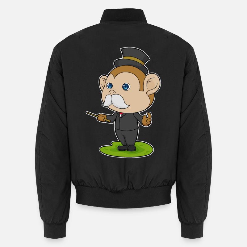 Affe Zauberer Zauberstab - Unisex Bomberjacke - Schwarz