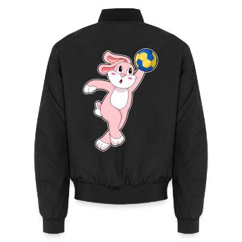 Rabbit Handball Player Handball - Unisex Bomber Jacket - black - Back - AI Model Male 185 light (185cm)