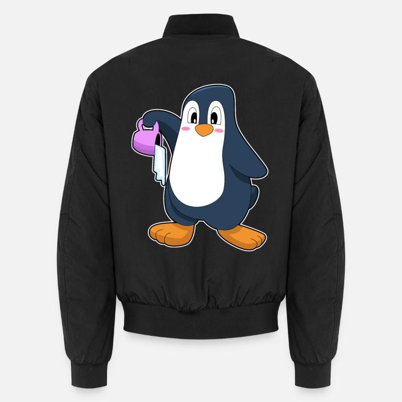 Penguin Iced Coffee - Unisex Bomber Jacket - black