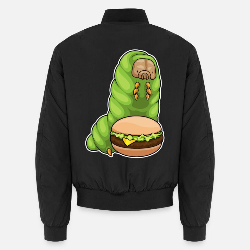 Caterpillar Cheeseburger - Unisex Bomber Jacket - black