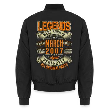 2007 März Geburtstag Legende - Unisex Bomberjacke - Schwarz - Hinten - AI Model Male 185 light (185cm)