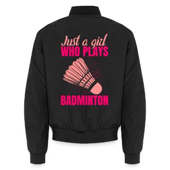 Nur ein Mädchen das Badminton spielt - Unisex Bomberjacke - Schwarz - Hinten - AI Model Male 185 light (185cm)