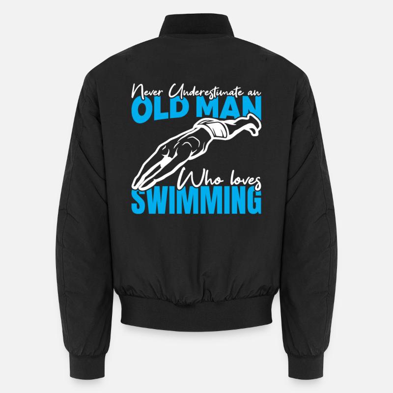 Never underestimate an old swimmer Unisex Bomber Jacket