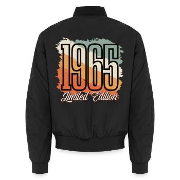 1965 Année de naissance Anniversaire Année de construction Vintage Rétro - Bomber unisexe - noir - Dos - AI Model Male 185 light (185cm)