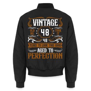 48. Geburtstag Vintage Retro - Unisex Bomberjacke - Schwarz - Hinten - AI Model Male 185 light (185cm)