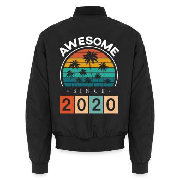 2020 Né Anniversaire Année de naissance Millésime - Bomber unisexe - noir - Dos - AI Model Male 185 light (185cm)