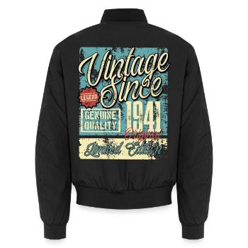 1941 Birthday vintage vintage retro legend - Unisex Bomber Jacket - black - Back - AI Model Male 185 light (185cm)