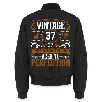 37. Geburtstag Vintage Retro - Unisex Bomberjacke - Schwarz - Hinten - AI Model Male 185 light (185cm)