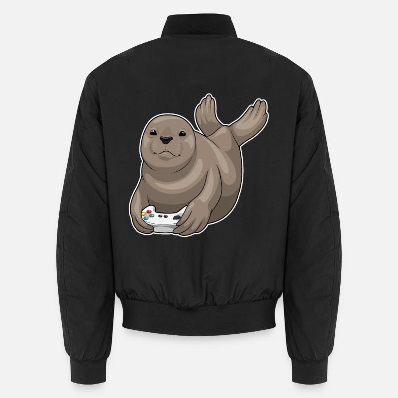 Seehund Gamer Controller - Unisex Bomberjacke - Schwarz