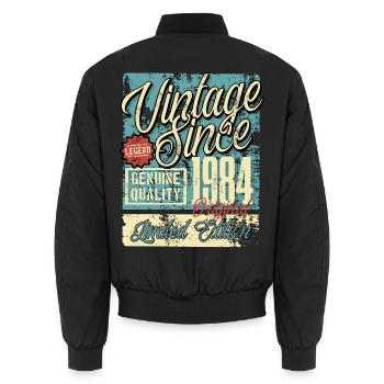 1984 Birthday vintage Retro Legend - Unisex Bomber Jacket - black - Back - AI Model Male 185 light (185cm)