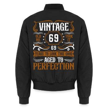 69. Geburtstag Vintage Retro - Unisex Bomberjacke - Schwarz - Hinten - AI Model Male 185 light (185cm)
