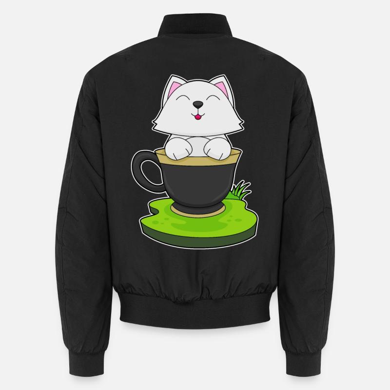 Cat Cup - Unisex Bomber Jacket - black
