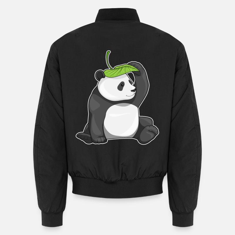 Panda Leaf - Unisex Bomber Jacket - black