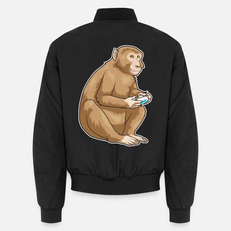 Affe Gamer Controller - Unisex Bomberjacke - Schwarz