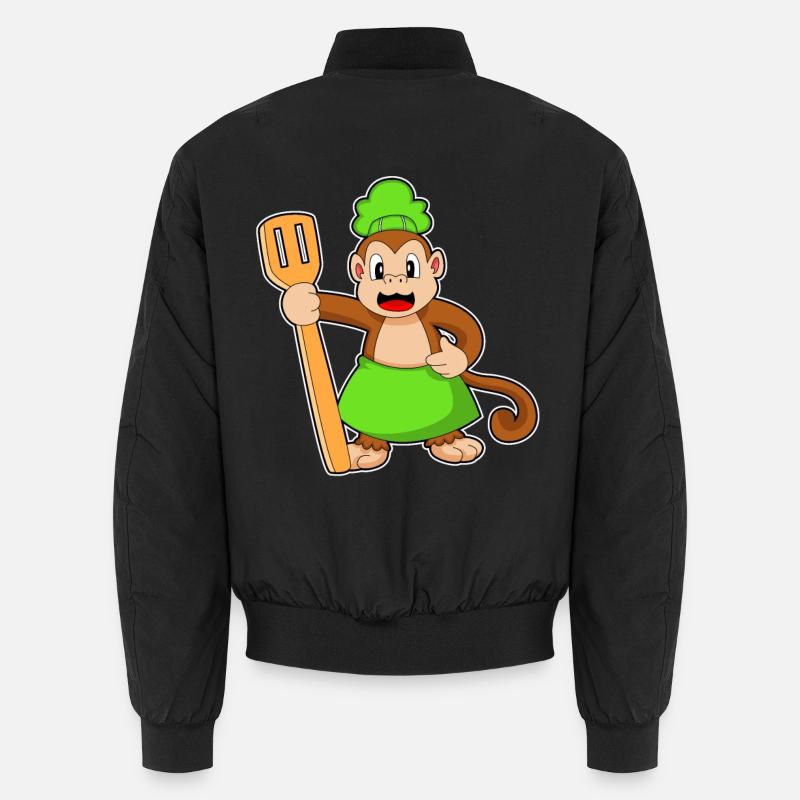 Affe Koch Pfannenwender - Unisex Bomberjacke - Schwarz