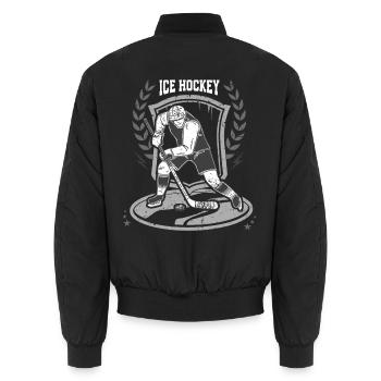 Eishockey - Unisex Bomberjacke - Schwarz - Hinten - AI Model Male 185 light (185cm)