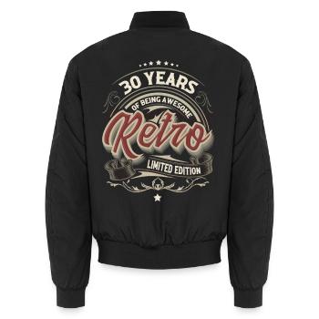 30. Geburtstag Retro Vintage Of Being Awesome - Unisex Bomberjacke - Schwarz - Hinten - AI Model Male 185 light (185cm)