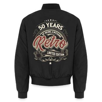 50. Geburtstag Retro Vintage Of Being Awesome - Unisex Bomberjacke - Schwarz - Hinten - AI Model Male 185 light (185cm)
