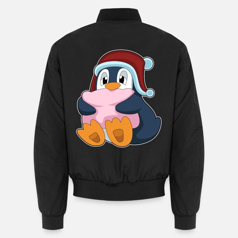 Penguin Sleeping Pillow - Unisex Bomber Jacket - black