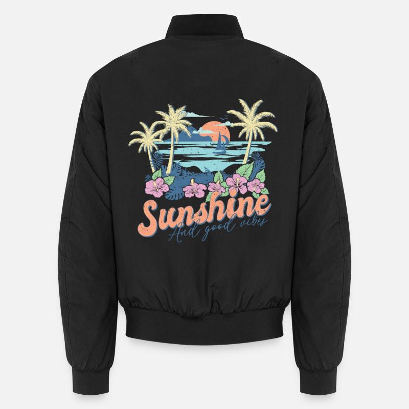 Sunshine And Great Vibes Summer Unisex Bomber Jacket