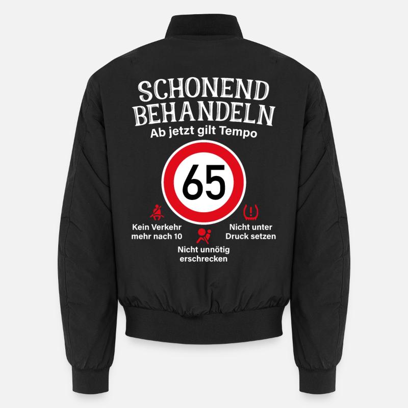 65. Geburtstag Schonend Behandeln 65 Tempolimit 65 Unisex Bomberjacke