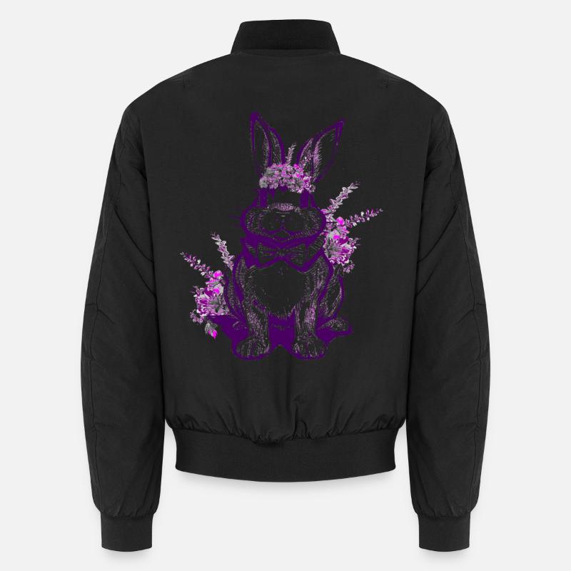 Fleurs Lapin de Pâques Violet Violet Bomber unisexe