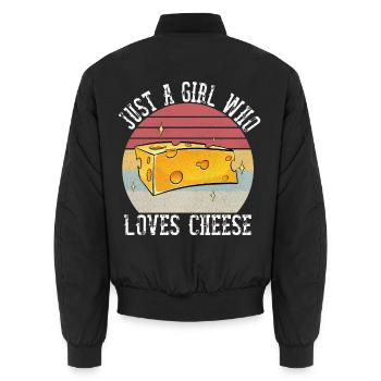 Juste une fille qui aime Cheese Shirt Cheese Lover - Bomber unisexe - noir - Dos - AI Model Male 185 light (185cm)