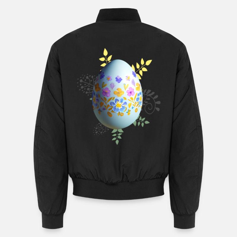 Floral Easter Egg - Unisex Bomber Jacket - black