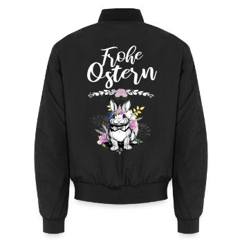 Frohe Ostern Blumen Osterhase - Unisex Bomberjacke - Schwarz - Hinten - AI Model Male 185 light (185cm)
