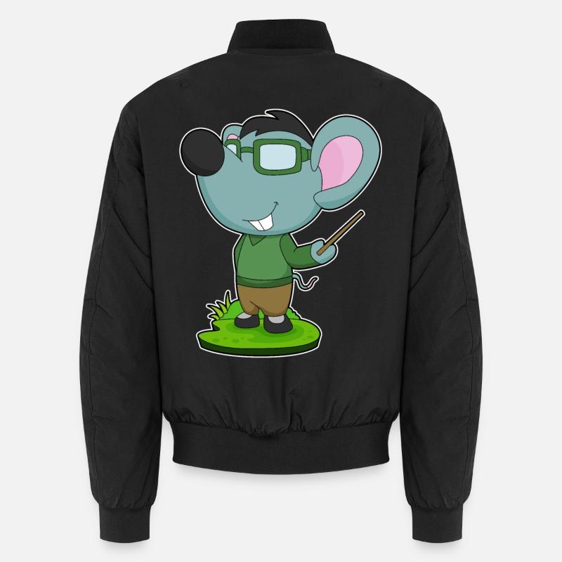 Mouse Teacher Pointer School - Unisex Bomber Jacket - black