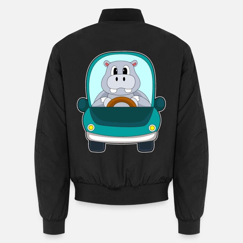 Hippopotamus Car - Unisex Bomber Jacket - black