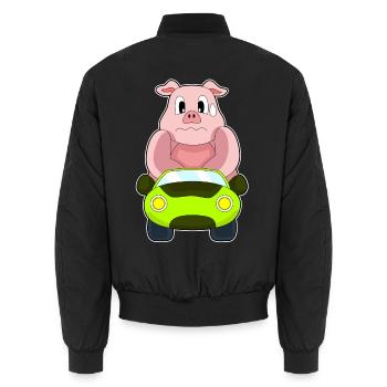 Voiture de cochon - Bomber unisexe - noir - Dos - AI Model Male 185 light (185cm)