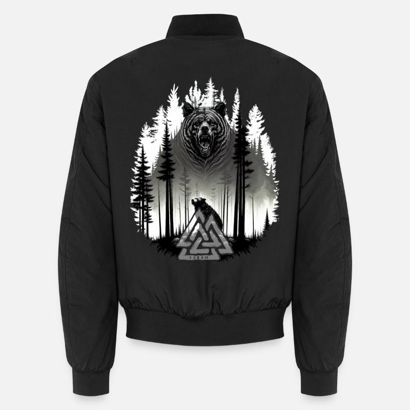 Grizzly Bear Bear Valknut Wotansknoten Forest Vikings Bomber unisexe