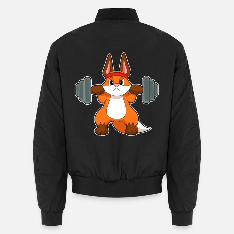 Fox Bodybuilder Barbell Bodybuilding - Unisex Bomber Jacket - black
