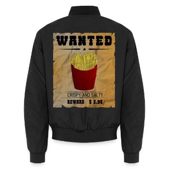 Pommes - french fries - Unisex Bomberjacke - Schwarz - Hinten - AI Model Male 185 light (185cm)