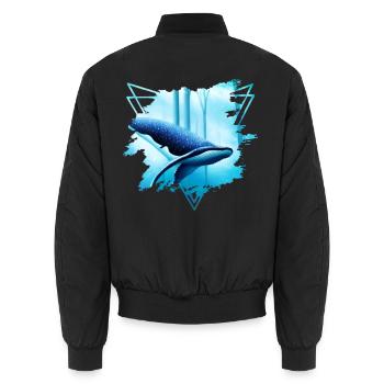 Walhai-Motiv: Eine majestäti - Unisex Bomberjacke - Schwarz - Hinten - AI Model Male 185 light (185cm)