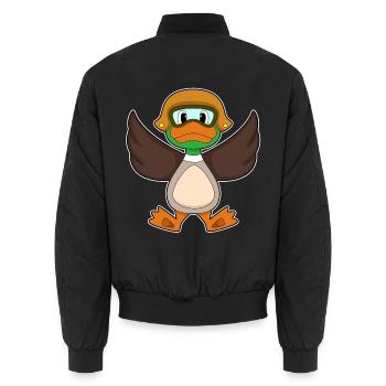 Ente Pilot Pilotenmütze - Unisex Bomberjacke - Schwarz - Hinten - AI Model Male 185 light (185cm)