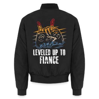 Leveled Up To Fiance Newly Engaged Couple - Unisex Bomberjacke - Schwarz - Hinten - AI Model Male 185 light (185cm)