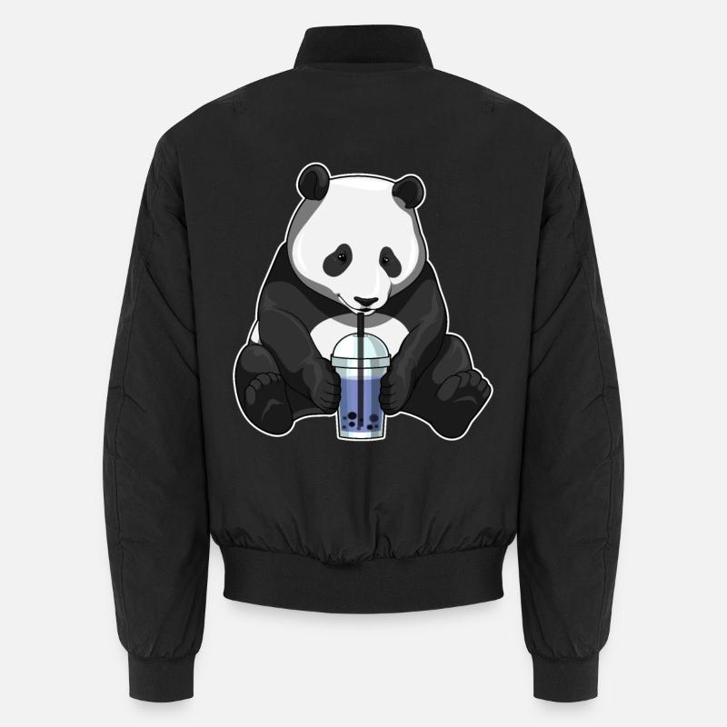 Panda Bubble Tea - Bomber unisexe - noir