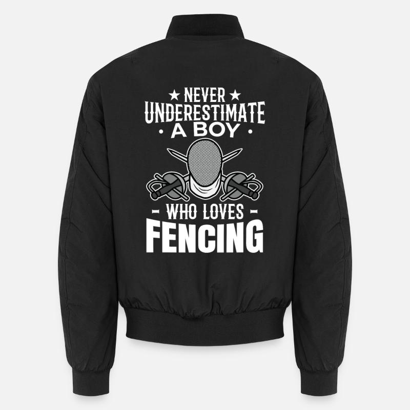 Never underestimate a fencer boy Unisex Bomber Jacket