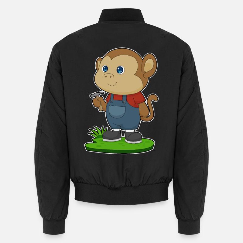 Marteau artisanal singe - Bomber unisexe - noir
